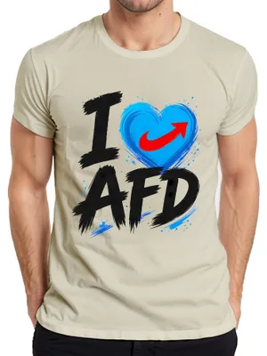 Obrázek produktu pro Tričko s nápisem "I Love AfD Blaues Herz Patriot Deutschland", sarkastické, pánské, barva: přírodní, velikost L