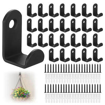 Image de 50 patères noires, crochets muraux, crochets à visser noirs, patères, crochets en métal pour la chambre, le salon, la salle de bains, le vestiaire