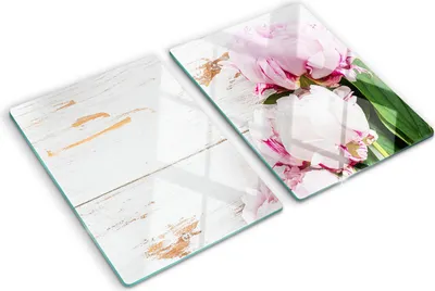 Obrázek produktu pro Kryt varné desky – Kryt na indukční desku – Ochranná skleněná deska – 2x40x52 cm– Skleněné ochranné desky na sporák –Tvrzené sklo –Pivoňky