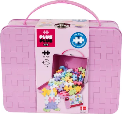 Produktbild von Plus Plus Big Pastel Bausteine im Metallkoffer, 70 Teile