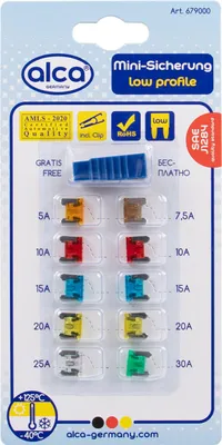Obrázek produktu pro 10xALCA sada pojistek 679000 PC (polykarbonát) zinkový blistr 175g