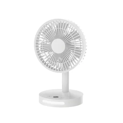 Zdjęcie produktu dla Mały wentylator biurkowy z wyświetlaczem LED, lampką nocną, 5 poziomami nawiewu, regulacją 90°, ładowaniem USB-C, do biura, sypialni, podróży