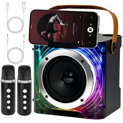 Imagen del producto de Sistema de karaoke - 10 W - Bluetooth 5.3 - 2 micrófonos
