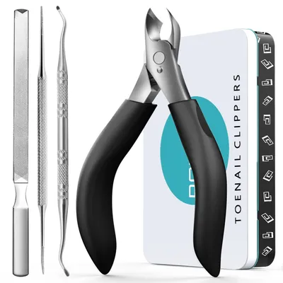 Immagine prodotto di Set di forbici per tagliare le unghie, ideale per unghie spesse, con accessori, in acciaio inossidabile, colore nero