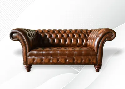 Produktbild von Design Chesterfield Sofa 2 Sitzer Braun Couch Polster Sofas Wohnzimmer Sofa Neu