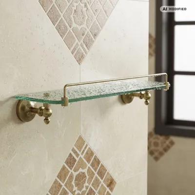 Produktbild von PaulGurkes Glasregal Bad-Wandablage Nostalgie Bronze Messing Retro