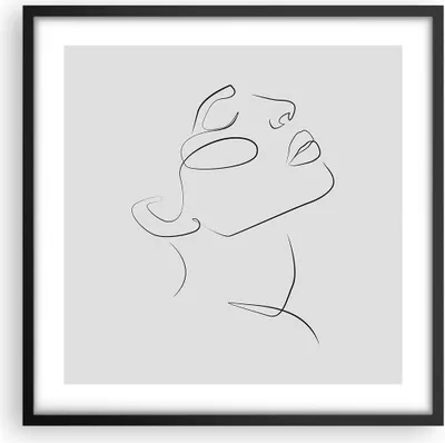 Produktbild von Gerahmtes Poster - Schwarzer Rahmen - Stück Linear Gesicht - 50x50 cm - Wand Bild - Wanddeko - Wandbilder - Kunstposter - Wandposter - Bilderrahmen - Bilder - Kunstdruck - P2BAC50x50-4823