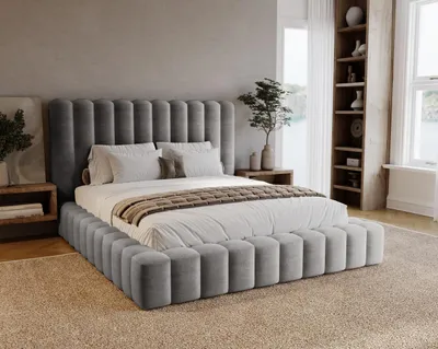 Obrázok produktu pre Čalúnená posteľ 180 x 200 Elise – posteľ do spálne,  úložný priestor, kovový rošt – dvojposteľ 180 x 200, zamatová látka (sivá – Ikoo 20)