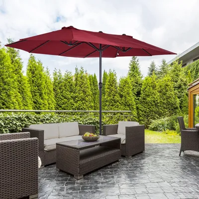 Zdjęcie produktu dla Parasol - Parasol ogrodowy - Parasol targowy - Parasol dwustronny - Parasol tarasowy - Owalny - Z korbą
