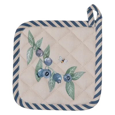 Produktbild von Clayre & Eef Kinder Topflappen 16x16 cm Beige Blau Baumwolle Herbst Waldtiere
