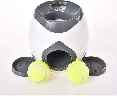 Produktbild von Tennisball-Belohnungsautomat fš¹r kleine und mittelgro?e Hunde. Automatisches Herunterrutschen des Tennisballs fš¹r interaktives Hundetraining.