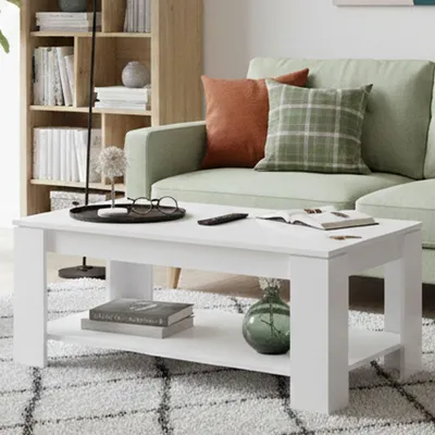 Image de Aeolus - Table de Salon, 102x43x50h cm Blanc