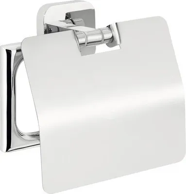 Produktbild von tesa ELEGAANT Toilettenpapierhalter mit Deckel, verchromt - zur Wandbefestigung ohne Bohren, inkl. Klebelösung