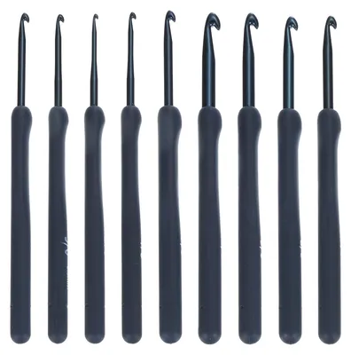 Produktbild von Häkelnadel-Set - Ergonomisch geformt - Für Handarbeit und Stricken - 9 Größen - Blau