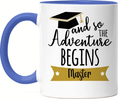 Produktbild von Master Tasse Blau And so the Adventure Begins Masterabschluss Geschenk Absolvent Studium