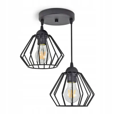 Produktbild von Luxolar Led Pendelleuchte 2-flammig aus Metal Draht im Edison-Stil E27 60 W - Deckenlampe wohnzimmer, Schwarz Metal