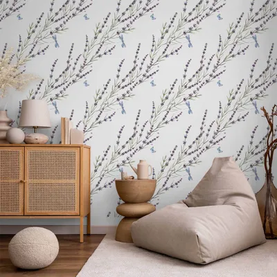 Produktbild von Vlies Tapete - Butterflies Among the Lavender 50x1000 cm Blumen b-B-10065-j-a