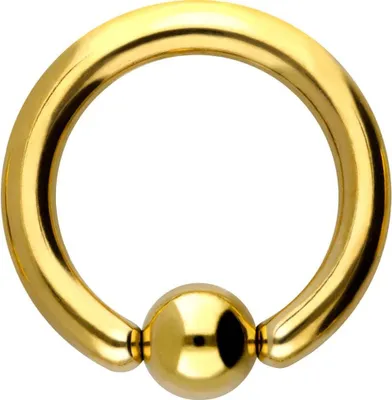Produktbild von Intim-Piercing, Septum Piercing Chirurgenstahl Klemmkugelring Farbe: Gold + Kugelgröße: 6mm Innendurchmesser: 14mm + Stabstärke: 3mm