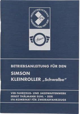 Zdjęcie produktu dla Instrukcja obslugi Simson -Schwalbe- Edition 1975 z 23 zdjeciami