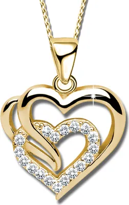 Produktbild von Damen Mädchen Herz Halskette mit Anhänger echt 925 Sterling Silber Gold K601+V11+42cm