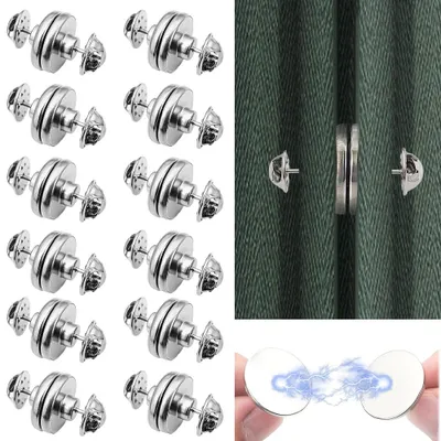 Produktbild von Magnetische Raffhalter 12 Paar – Gardinenhalter ohne Bohren – Magnetische Gardinenclips zum Zurückhalten von Vorhängen – für Wohnzimmer, Schlafzimmer