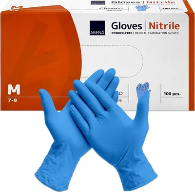 Obrázek produktu pro Abena Classic Nitrile Unt.Hands.unste.pf M modrá 100 ks