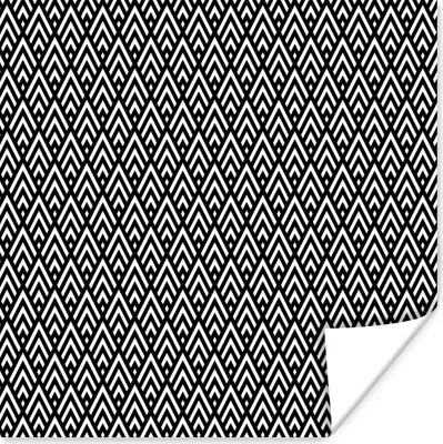 Produktbild von MuchoWow® Poster Geometrische Formen - Muster - Schwarz und weiß 50x50 cm - Wohnzimmerdekoration