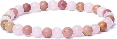 Immagine prodotto di Bracciale Quarzo Rosa/Thulite Qualità Aa Elastico --set Da 2 Pezzi - 0,6 Cm