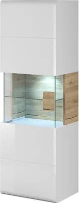 Immagine prodotto di Vetrina sospesa collezione OHIO colore bianco e finiture in quercia.