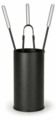 Produktbild von Kaminset Schwarz pulverbeschichtet - Kaminbesteck Ofenset Griffstücke Edelstahl