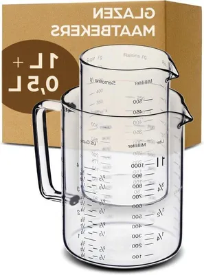 Image de Verre doseur 1 L / 500 ml, résistant à la chaleur et au micro-ondes, transparent