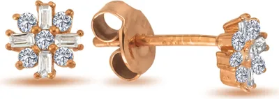 Produktbild von Ohrstecker mit Diamanten in Baguett und Brilliantschliff 14 Karat Rotgold
