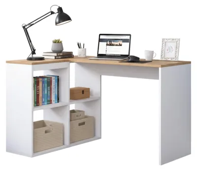 Produktbild von Dmora Schreibtisch Montone 120x50x74,8h cm Eiche Braun, Eckschreibtisch 2 Regalböden
