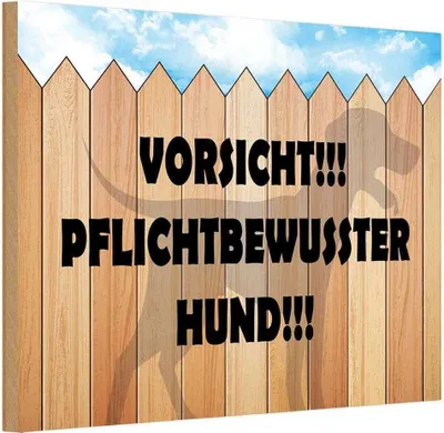 Produktbild von vianmo Holzschild 20x30 cm Vorsicht pflichtbewusster Hund Tier Haustier