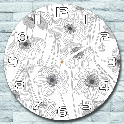 Produktbild von Wanduhr aus Glas Rund fi 30  Mohnblumen Quarz Deko Schlafzimmer Büro