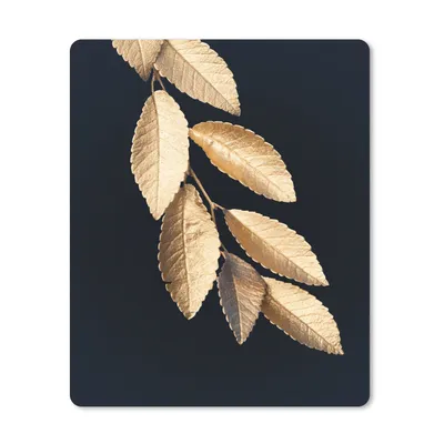 Produktbild von MuchoWow® Mauspad Mousepad Blätter - Schwarz - Gold - Luxus - Pflanzen 30x40 cm - Mousepads - Maus Mat - Pad - Mausunterlage - Mausmatten