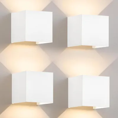Image de ZMH 4 pièces LED Applique murale extérieure 5W blanc Lampe murale blanc chaud Up Down Lampe extérieure IP65 étanche Lampe extérieure Cage d'escalier Mur de maison Lampe extérieure Couloir