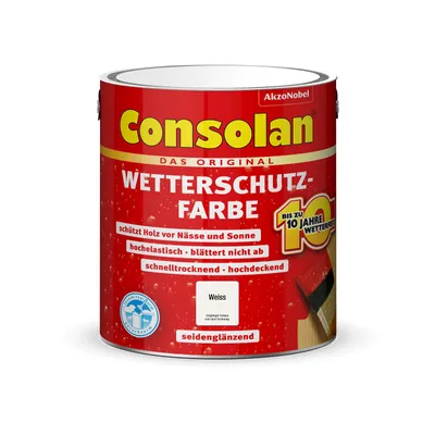 A red paint can with a yellow and white label.