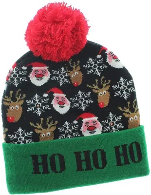 Produktbild von Lustiger Weihnachtsmütze - Weihnachtsmütze mit Pompon - LED-Licht für zusätzliche Stimmung - Einheitsgröße - Festliche Mütze - Perfekt für Damen - Inklusive Batterie...