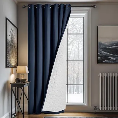 Image de Rideau occultant et thermique Unyqoos® de 260 x 200 cm (H x L) par pièce, en polyester double épaisseur, isolant thermique et opaque, avec 8 œillets – idéal pour les chambres et les salons