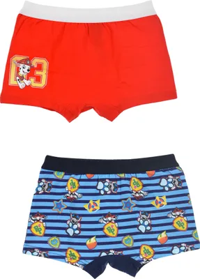 Produktbild von Paw Patrol Marshall Jungen Kinder Unterhosen Boxershorts Set 2 tlg. Dunkel-Blau + Rot, Größe Kids:104-110