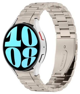 Produktbild von By Qubix Edelstahlarmband mit Anschlussknopf - Titanium-Farbe - passend für Samsung Galaxy Watch 6 - 40 mm & 44 mm