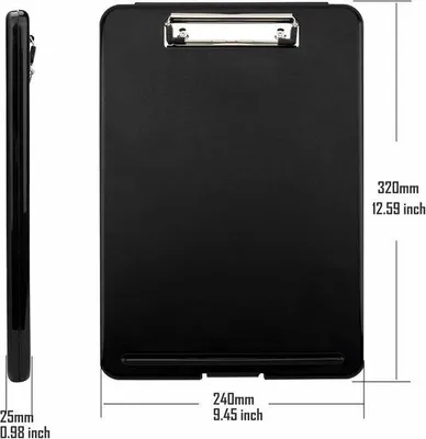 Produktbild von Famanu A4 Clipboard mit Aufbewahrungsfach - Robustes Polypropylen Schreibbrett mit Metallklemme