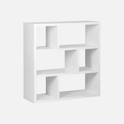 Produktbild von sweeek - Asymmetrisches Bücherregal 3 Ebenen 6 Stauräume - Weiß