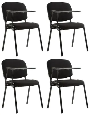 Obrázok produktu pre Sada 4 konferenčných stoličiek Ken s odkladacím stolíkom | Farba: Čierna | Rozmery: 53 x 71 x 81 cm