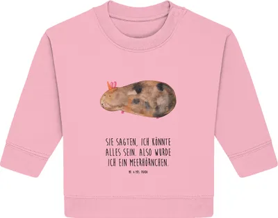 Produktbild von Mr. & Mrs. Panda Organic Baby Pullover Einhorn Meerschweinchen 6. - 12. Monat - Baumwolle Pink - Geschenk, Unicorn, Bullover, Meerschwein, Einhörner, Meerhörnchen