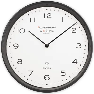 Produktbild von Design Funkwanduhr 30 cm lautlos Japanisches Quarzuhwerk Mineral Glas kein Ticken Funkuhr