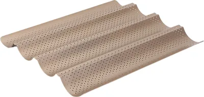 Produktbild von Baguette-Brotform, antihaftbeschichtet, gewellte Baguette-Form, perforiertes Baguette-Backblech für italienisches Sauerteigbrot
