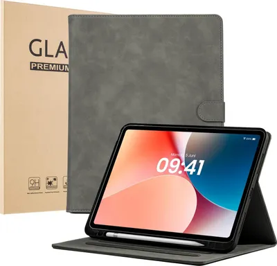 Produktbild von LBH Tablet Schutzhülle + 2x 9H Display Glas für Apple iPad Air 6. Gen 13 Zoll Cover Case Schutz Tablet Farbe: Grau