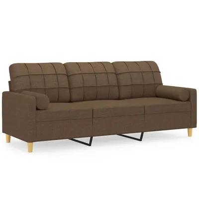 Produktbild von 3-Sitzer-Sofa mit Zierkissen Braun 180 cm Stoff